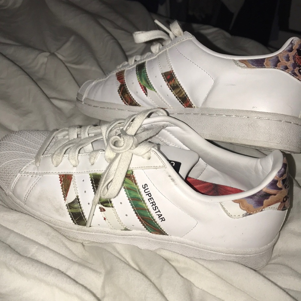 Adidas superstars with limited edition pattern